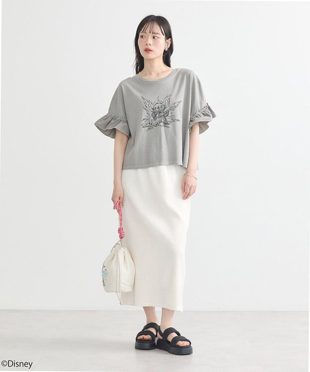 earth music&ecology スティッチ／フリルドッキングＴＥＥ Gray Beige