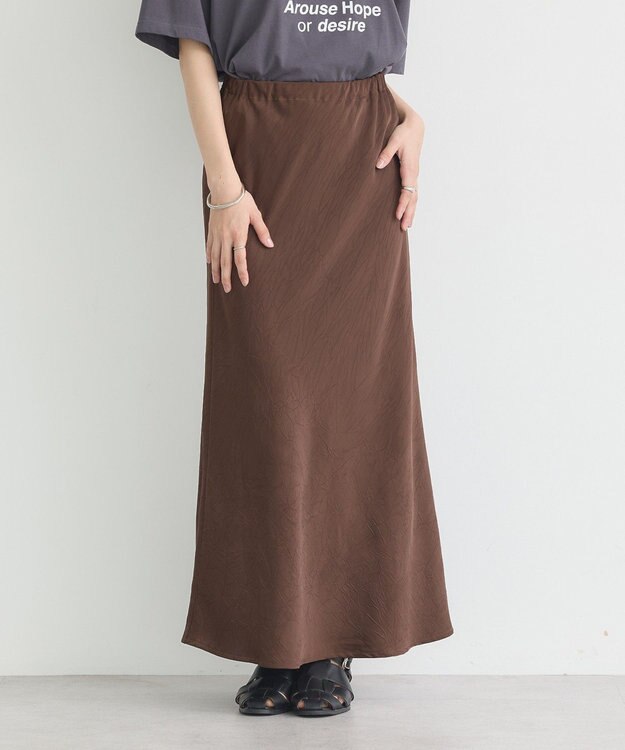 earth music&ecology ストレッチサテンスカート Brown