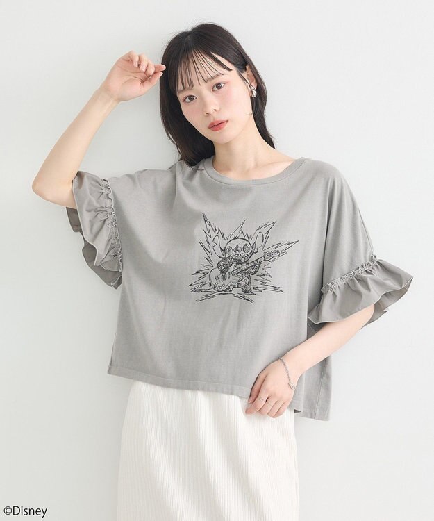 earth music&ecology スティッチ／フリルドッキングＴＥＥ Gray Beige
