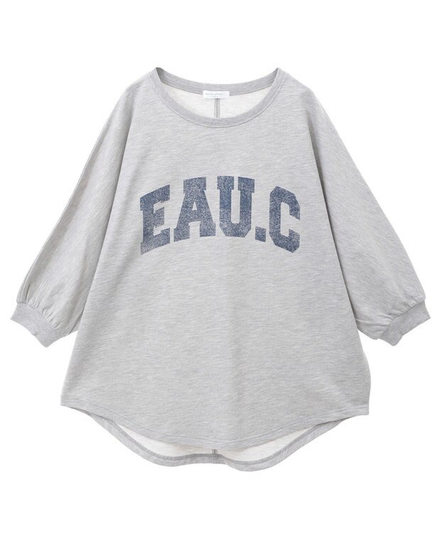 Green Parks ７分袖ミニ裏毛ドルマンロゴプルオーバー Gray Mixture