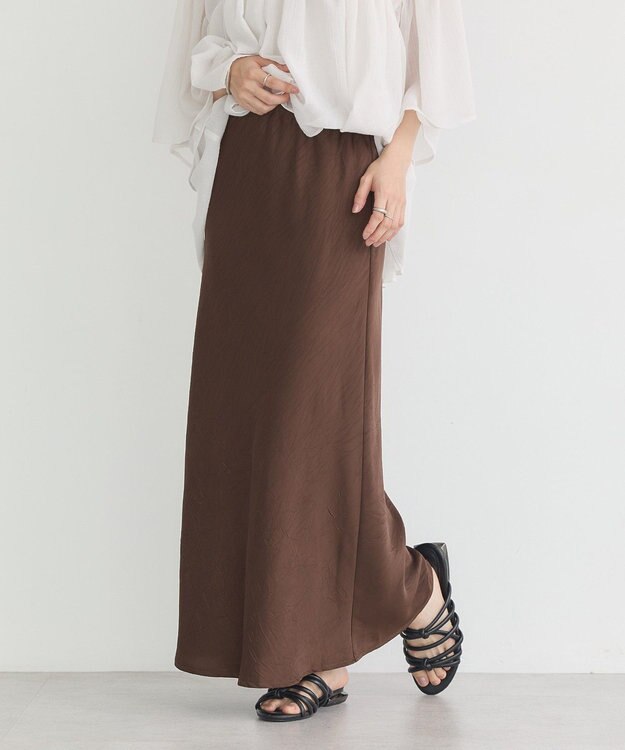 earth music&ecology ストレッチサテンスカート Brown