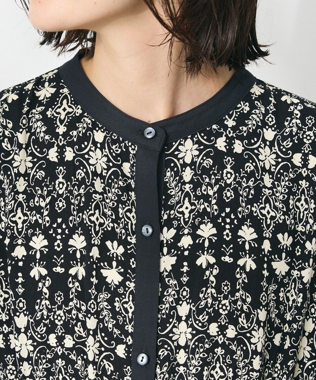 CRAFT STANDARD BOUTIQUE 総柄バイカラーワンピース Black