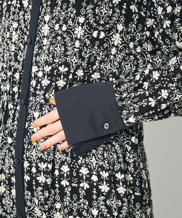 CRAFT STANDARD BOUTIQUE 総柄バイカラーワンピース Black