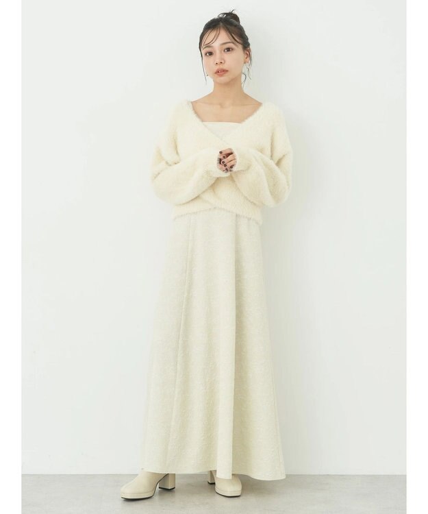 earth music&ecology ファークロスニットプルオーバー Ivory