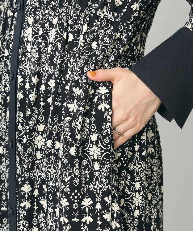 CRAFT STANDARD BOUTIQUE 総柄バイカラーワンピース Black