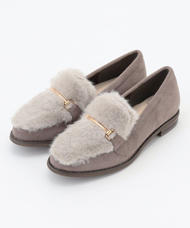 ANY SIS 【23.0cm~24.5cm】フェイクファーメタル モカシン グレージュ