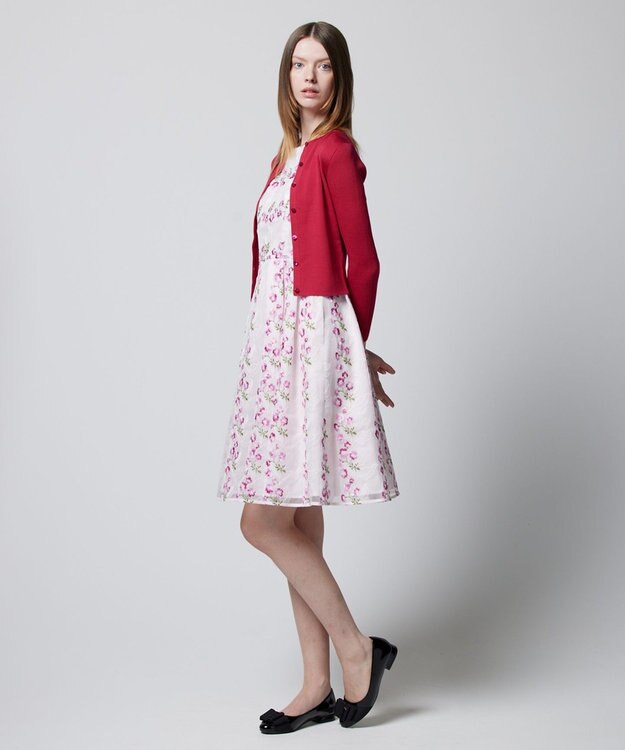 TOCCA 【洗える】SILK RIB CARDIGAN カーディガン レッド系