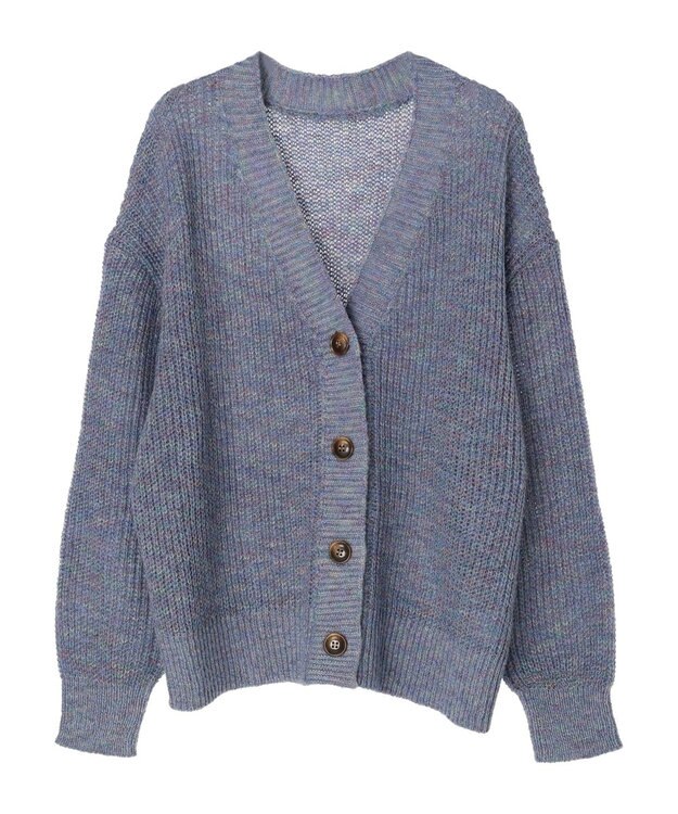Green Parks Ｍｉｘカラーニットゆるカーディガン Blue