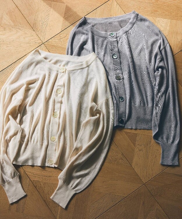 TOQUE 〈大草直子さんアドバイザー〉ウォッシャブルシルク×コットンニット ショートカーディガン グレー