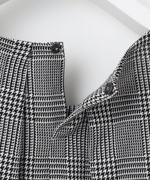 J.PRESS LADIES L チェックジャージー カットソー ブラック×ホワイト系