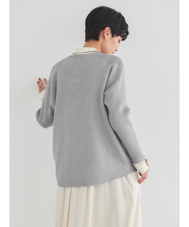 AMERICAN HOLIC バイパチ袖リブラグランニットプルオーバー Light Gray Mixture