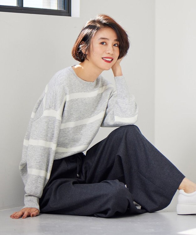 自由区 ウールサキソニーワイド パンツ グレー系