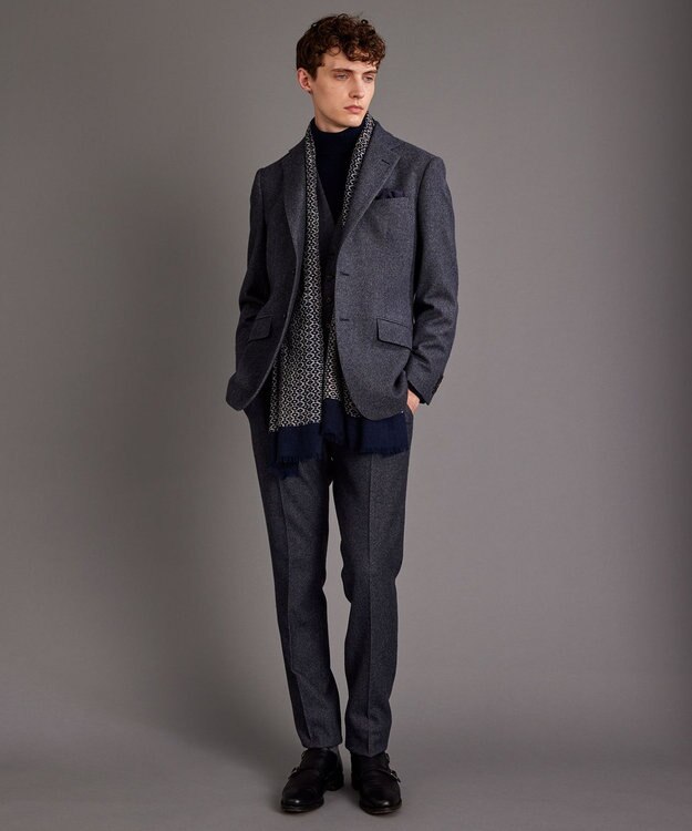 JOSEPH ABBOUD 【ウエストも伸びる！/2WAYストレッチ/暖かい/オーガニック】オーガニックコットン ウオーム パンツ ネイビー系