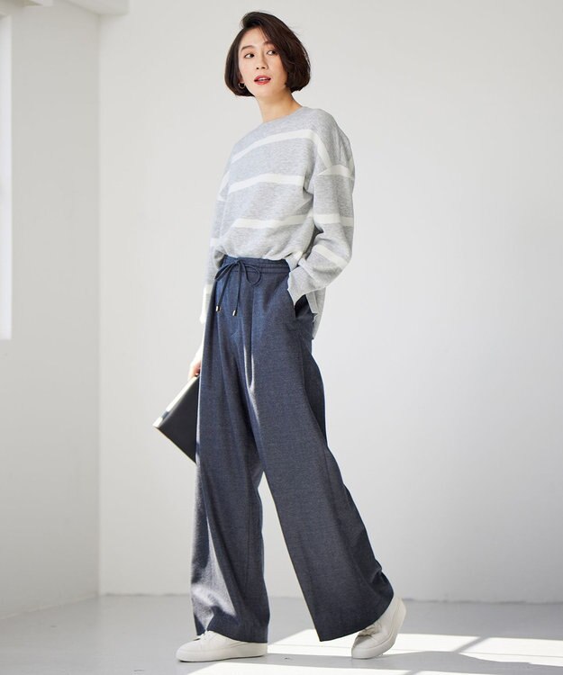 自由区 ウールサキソニーワイド パンツ グレー系
