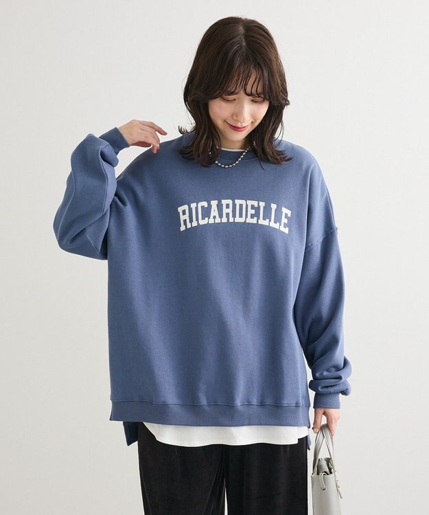 Green Parks 裏起毛ルーズサイズロゴプルオーバー Navy