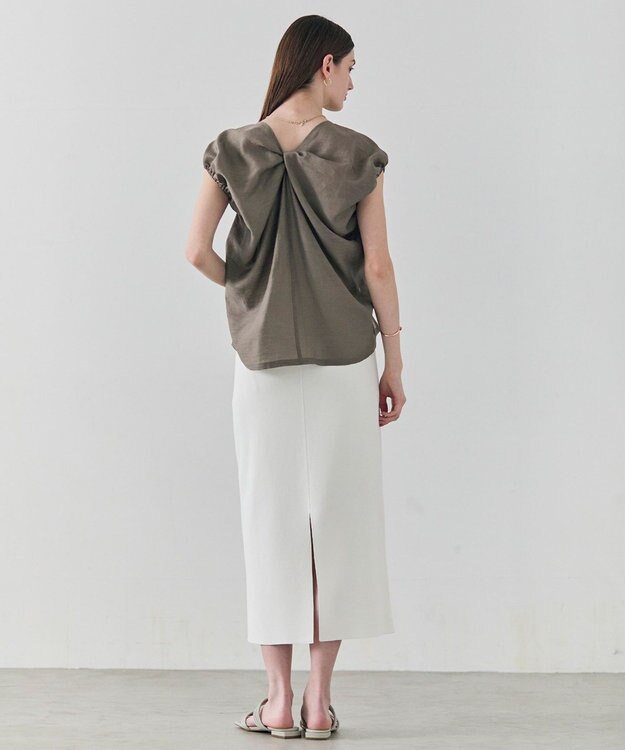 BEIGE， ZEOLITE / バックツイスト コンビトップス Taupe