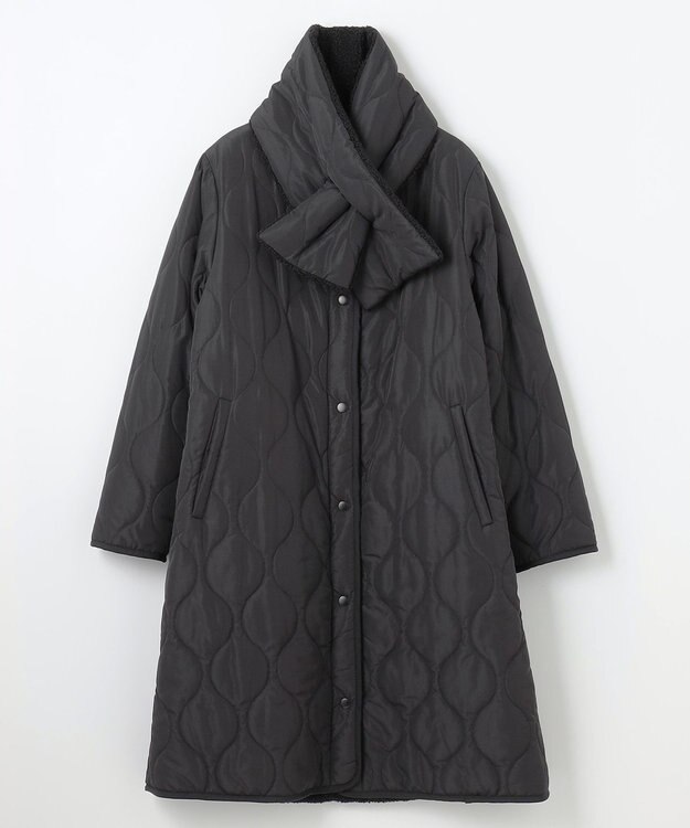 ANY L 【マフラー付き】キルトリバーシブルコート ブラック