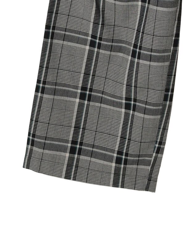 Green Parks 綿麻混バギーパンツ Check Black