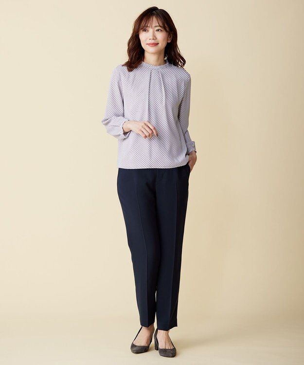 J.PRESS LADIES 【洗える】セラテリーダブルクロス テーパード パンツ ネイビー系