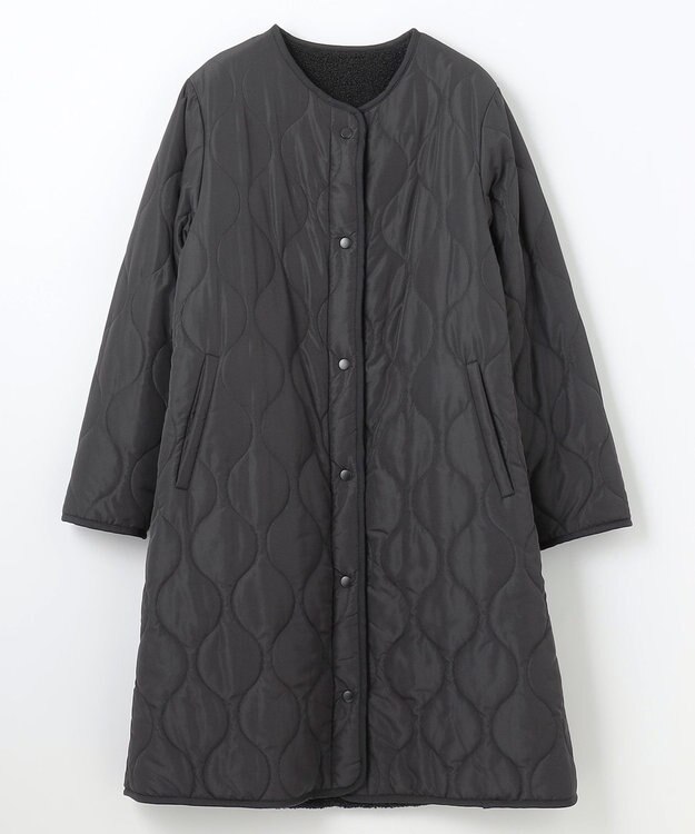 ANY L 【マフラー付き】キルトリバーシブルコート ブラック