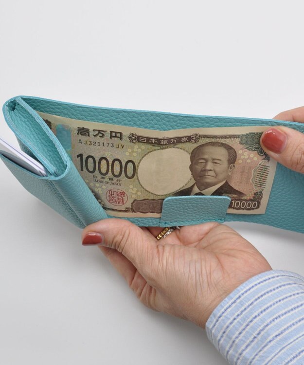 blancle シュリンクレザー 三つ折りウォレット ロビンエッグブルー