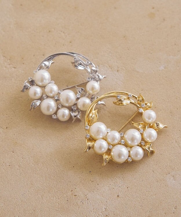 ANY SIS ドロップパール調 ブローチ ゴールド