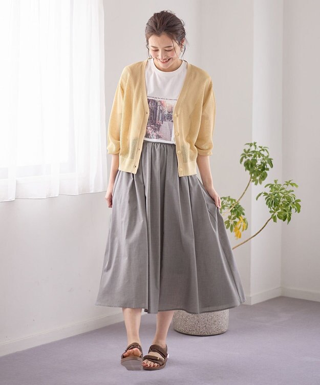 ANY メッシュカーディガン イエロー