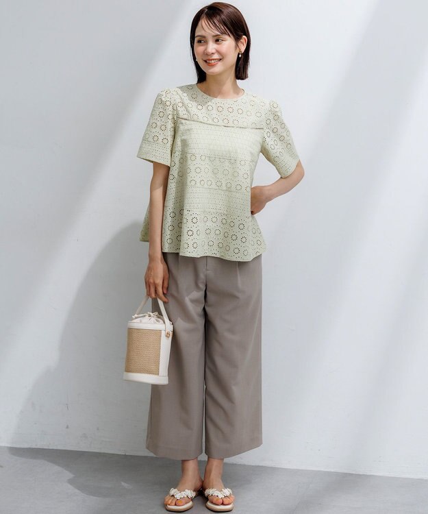 組曲 【先行予約】エンブロイダリーレース ティアードブラウス ライム系