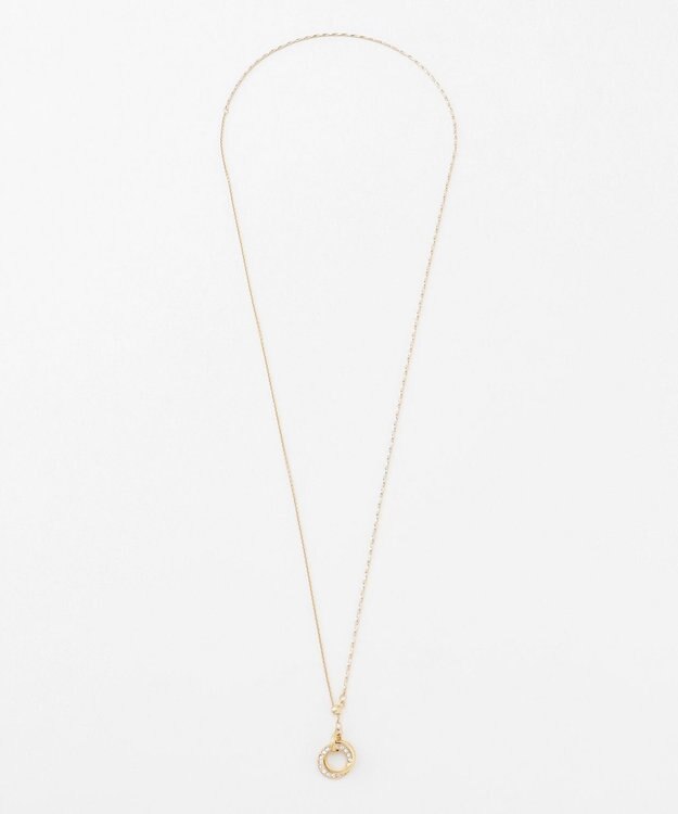 J.PRESS LADIES 3way ガラスリング ラリエット ネックレス マットライトゴールド系