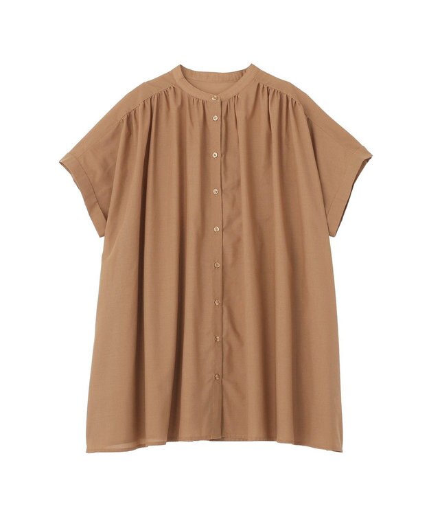 AMERICAN HOLIC 【予約】【WEB限定】イージーケア+接触冷感 フレンチスリーブギャザーシャツ Mocha
