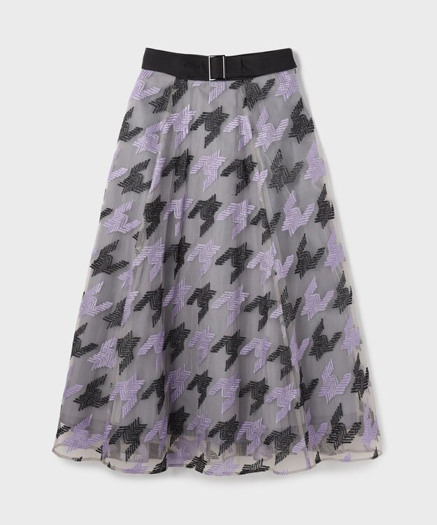 GRACE CONTINENTAL 千鳥刺繍チュールスカート パープル