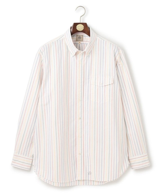 J.PRESS MEN 【KING SIZE】コットンオックス マルチストライプ シャツ / ボタンダウン ホワイト系1