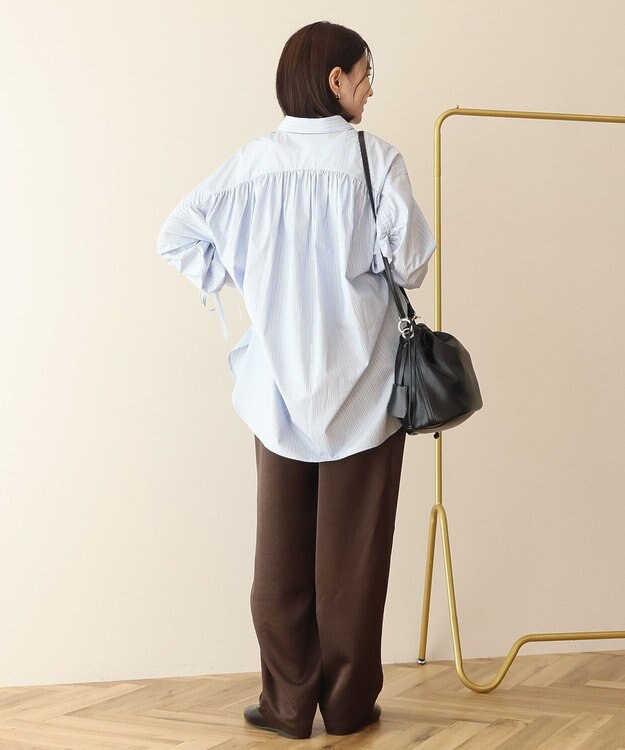 AMERICAN HOLIC 【イージーケア】バックギャザーリボンシャツ Sax