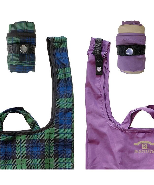 ROOTOTE 6729【エコバッグ+保冷保温】RT.ルーショッパーミッド2コ＆サーモインナーセット 01：チェック・パープル