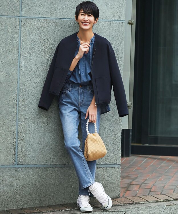 23区 【洗える】23区DENIM ライトダンガリー スキッパー ブラウス インディゴ