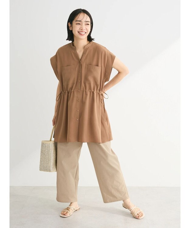 Green Parks ウエストドロストフレンチスリーブチュニック Light Brown