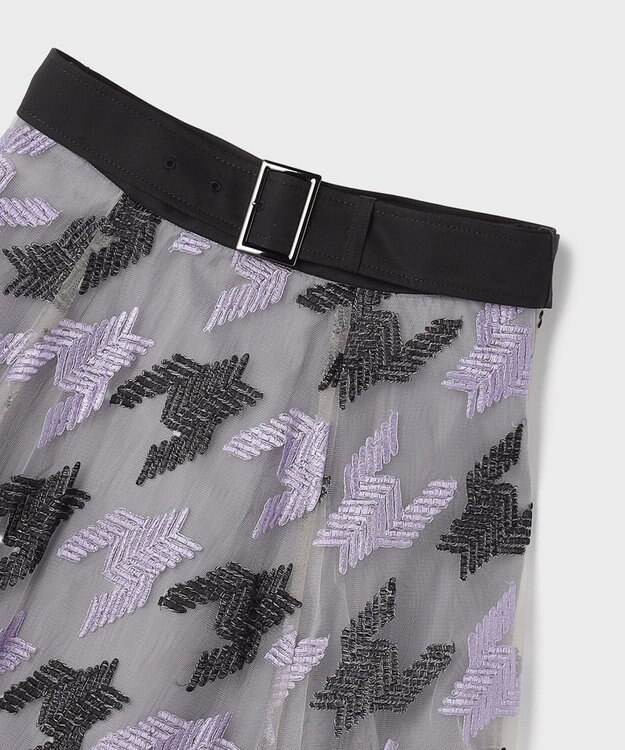 GRACE CONTINENTAL 千鳥刺繍チュールスカート パープル