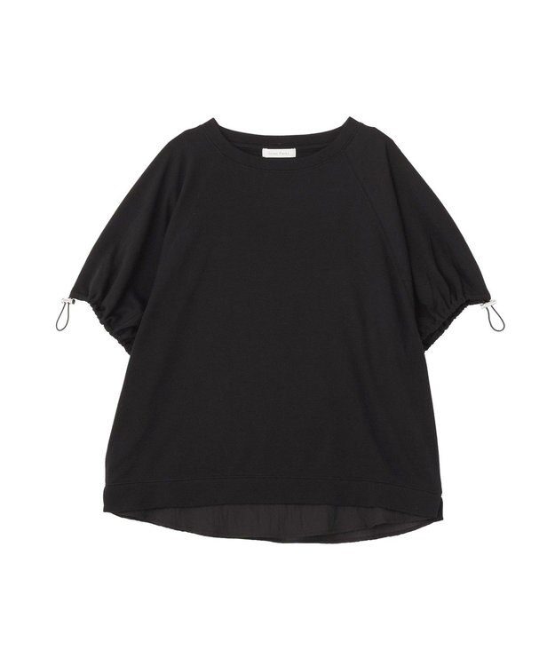 Green Parks 袖ドロストシアー裏毛ドッキングプルオーバー Black