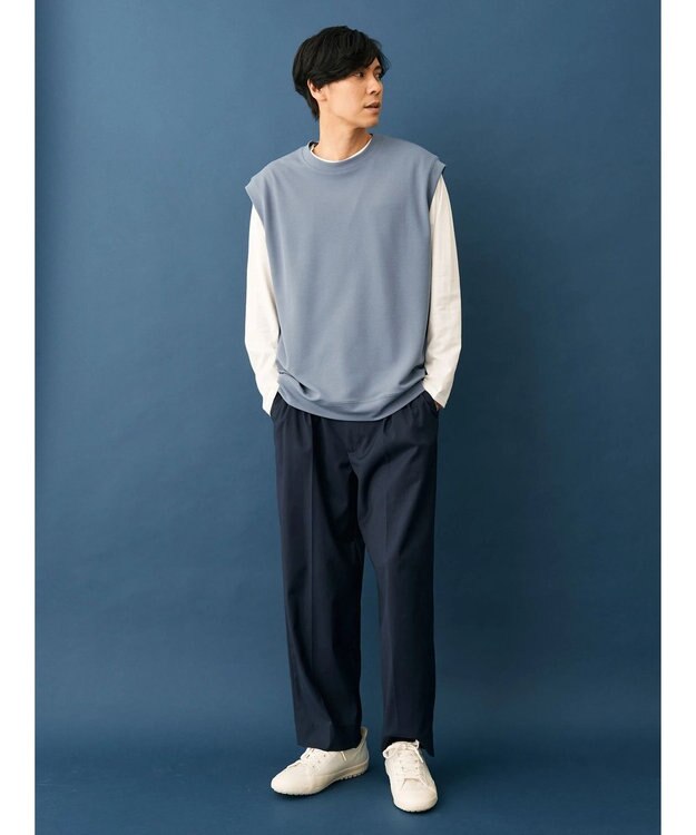 CRAFT STANDARD BOUTIQUE 梨地カットベスト＋Ｌ／Ｓ　ＴＥＥーＳＥＴ Blue