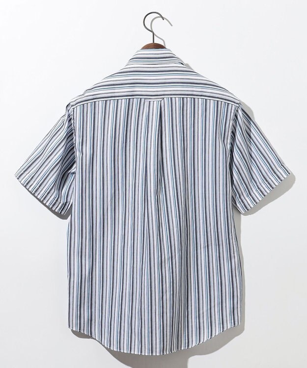 JOSEPH ABBOUD 【キングサイズ・サステイナブル】ソアロンストライプ 半袖 シャツ ダルブルー系1