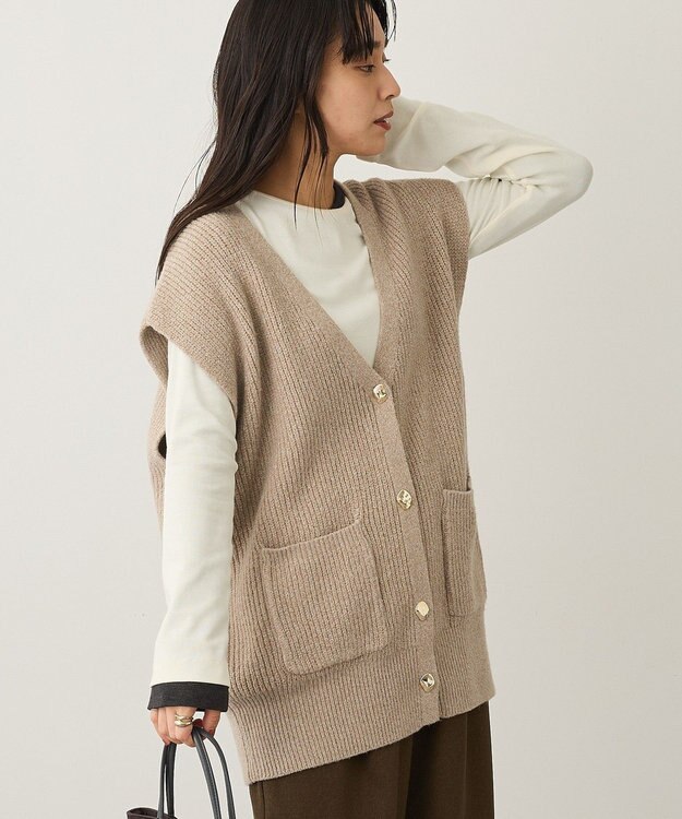 CRAFT STANDARD BOUTIQUE Ｖネックオーバーサイズニットベスト Beige Mixture