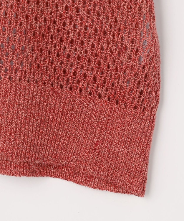 自由区 L リネンミドルゲージメッシュ ニット ピンク