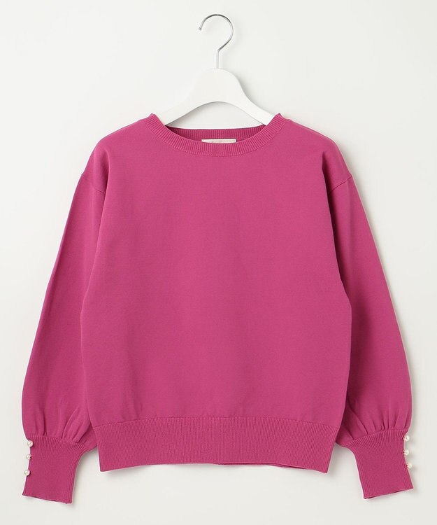 Feroux 【洗える】パールポイントパフスリーブ ニット パープル系