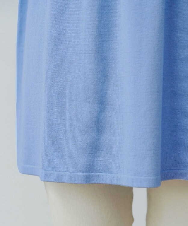 Tiaclasse リブ切替スカラップニットチュニック ブルー