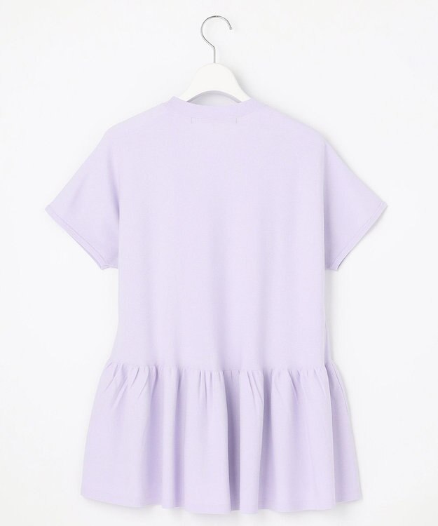 自由区 【XSサイズ～/洗える】クレープストレッチペプラム ニット ライラック系