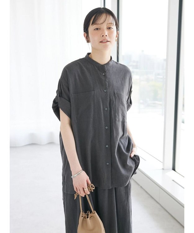 CRAFT STANDARD BOUTIQUE 【キナリノ別注】リネンレーヨンWポケットシャツ Charcoal Gray