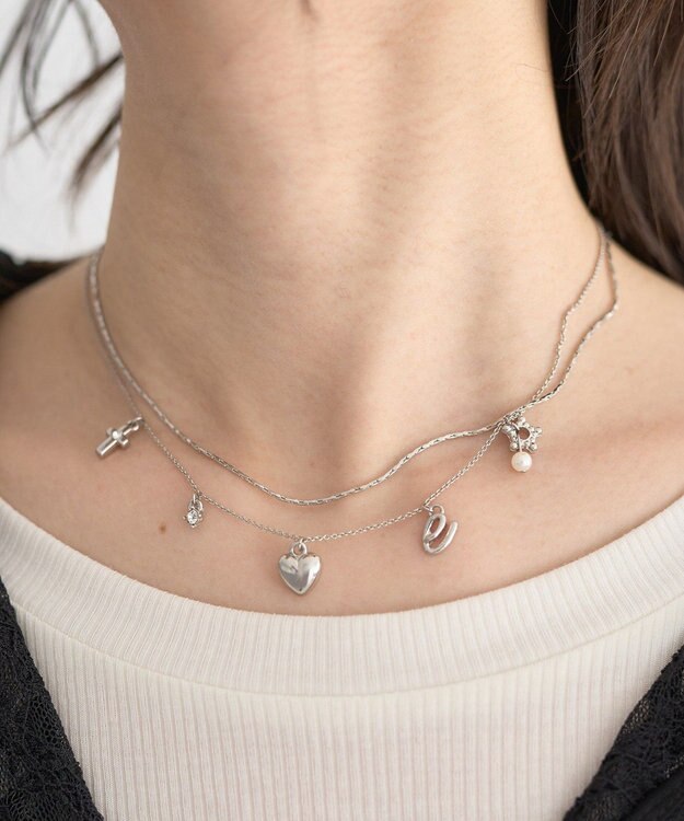 earth music&ecology レター２連ネックレス Silver