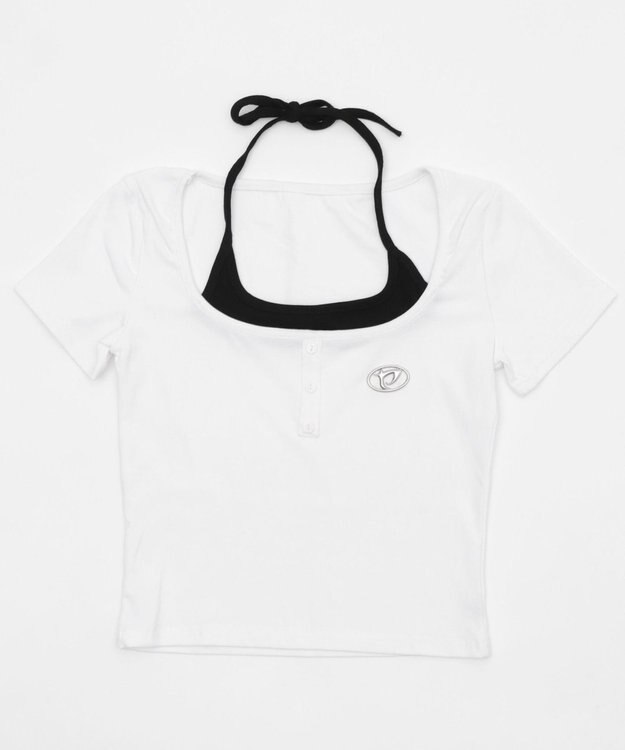 WEGO メタルパッチレイヤードピチTOP ホワイト