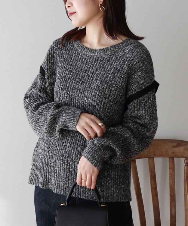 Green Parks Ｍｉｘ配色畦ニットプルオーバー Gray Mixture