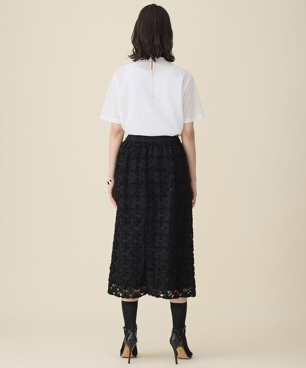 自由区 L テープエンブロイダリー スカート ブラック